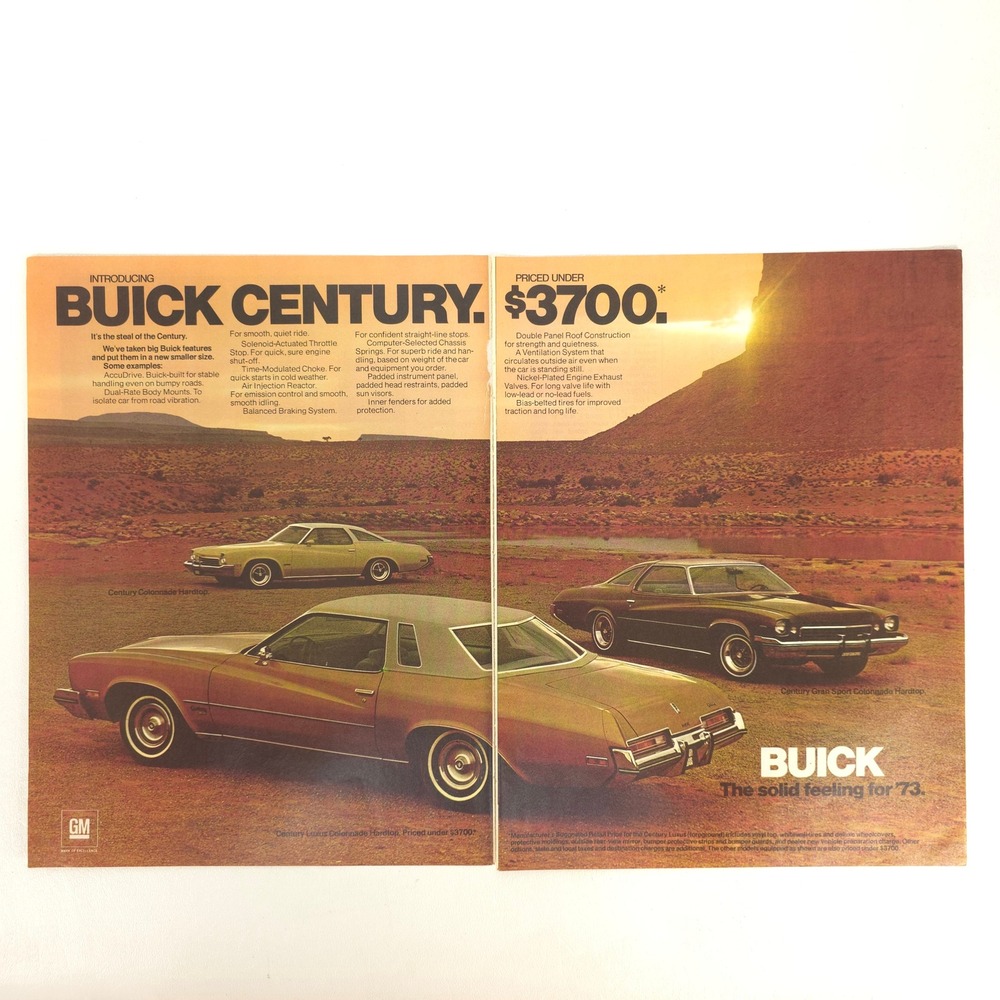 Buick Century Print Ad Vintage Garage Wall Art Advertising Show Display Promo